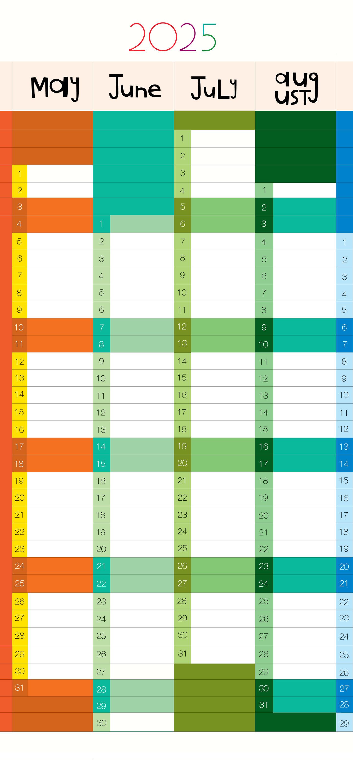 Yearly Planner -   Landscape Format