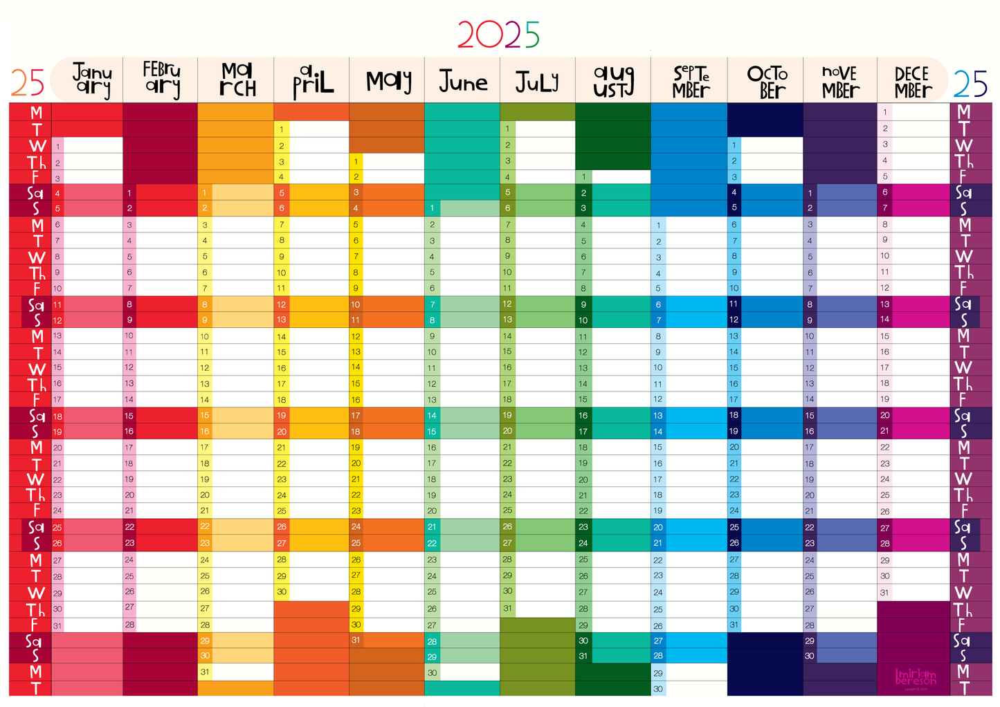 Yearly Planner -   Landscape Format