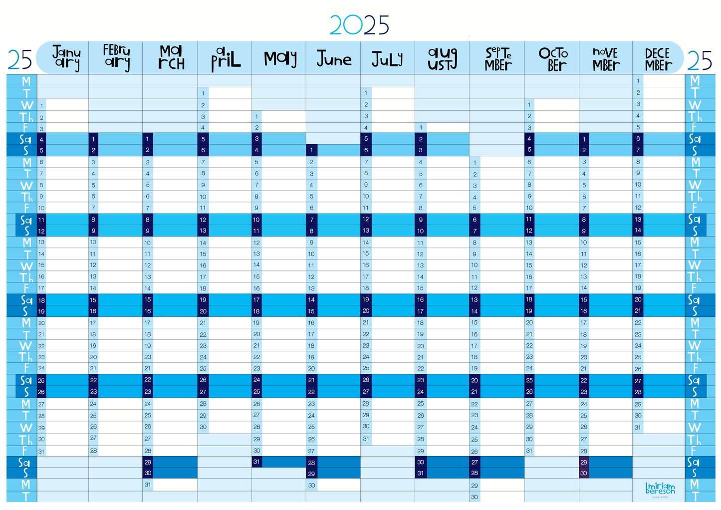 Yearly Planner -   Landscape Format