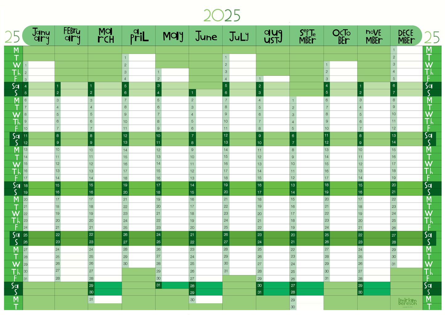 Yearly Planner -   Landscape Format