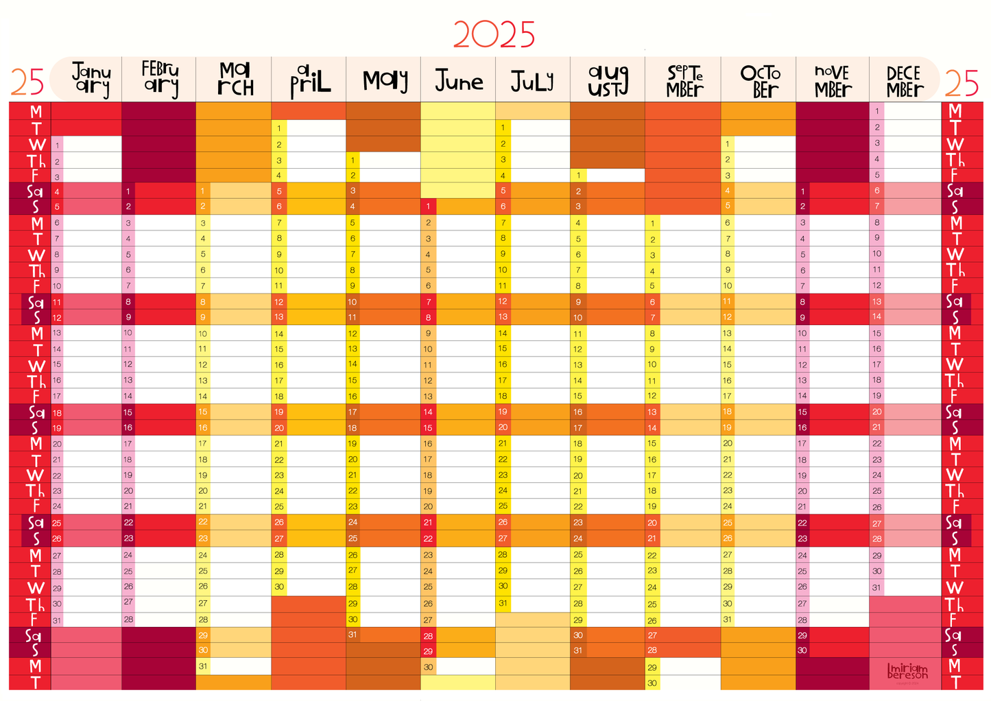 Yearly Planner -   Landscape Format