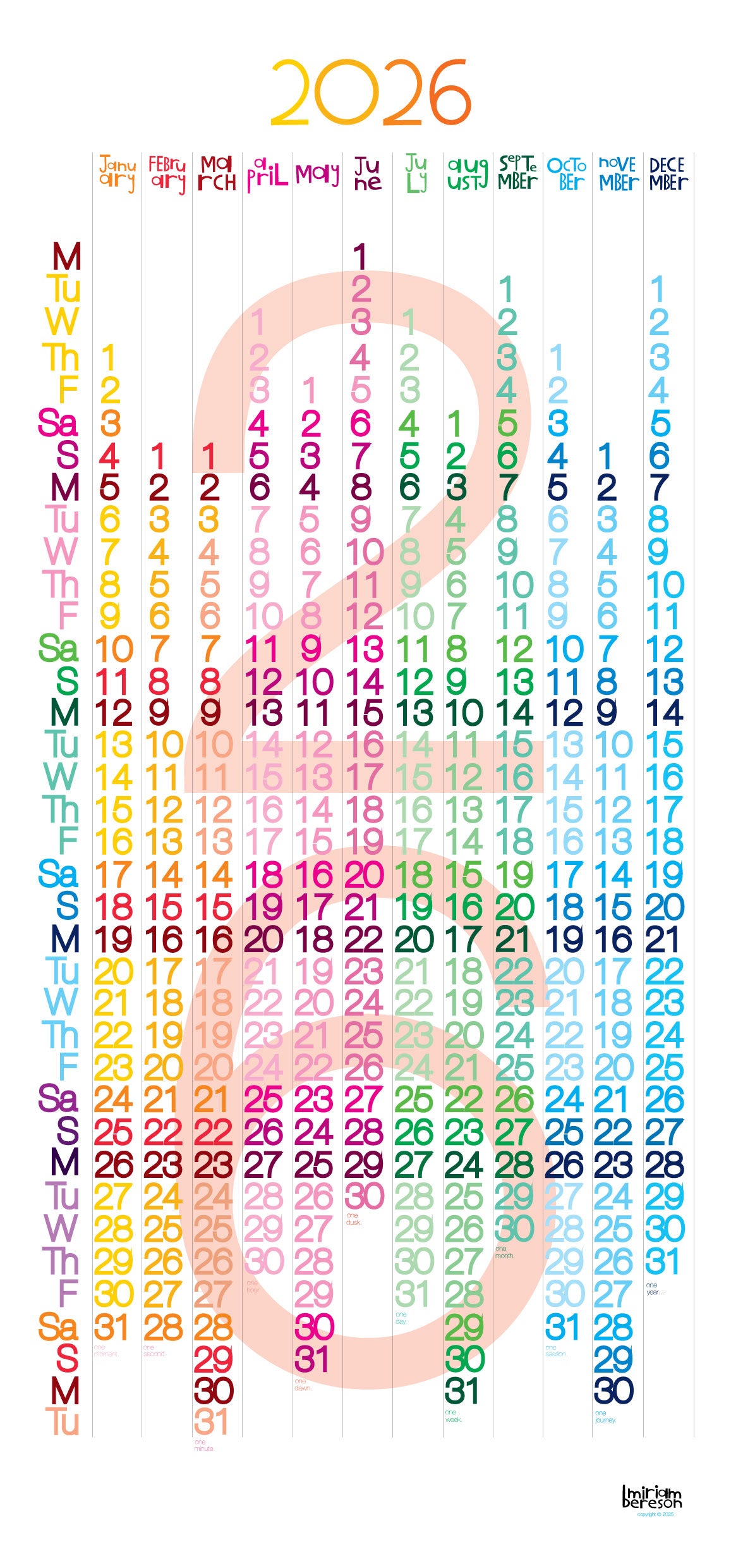 Visual Calendar 415mm x 870mm