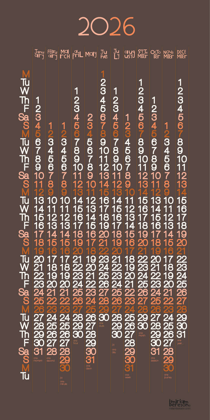 Visual Mini Calendar 250mm x 500mm