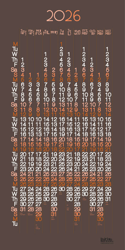 Visual Mini Calendar 250mm x 500mm