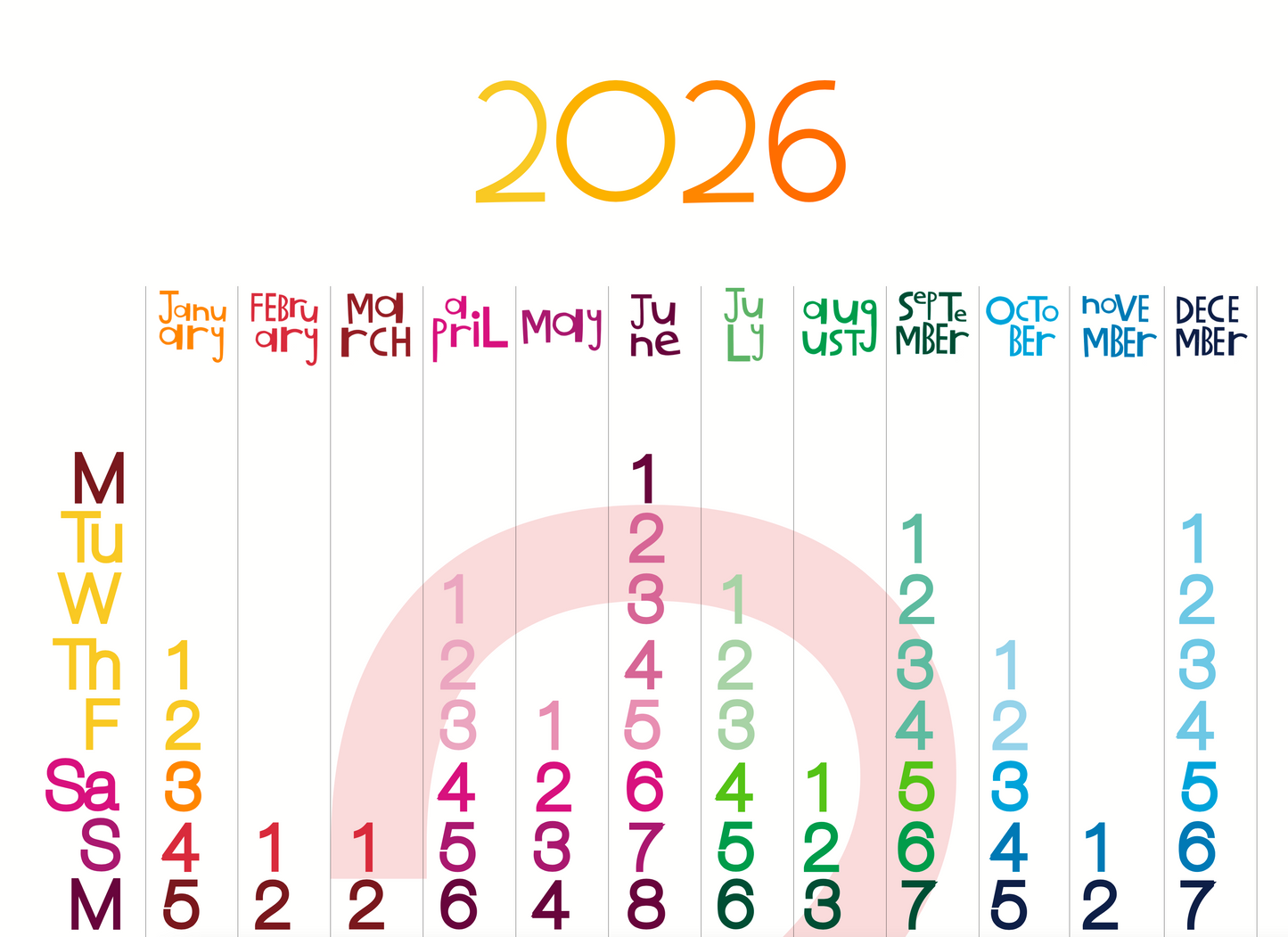 Visual Calendar 415mm x 870mm
