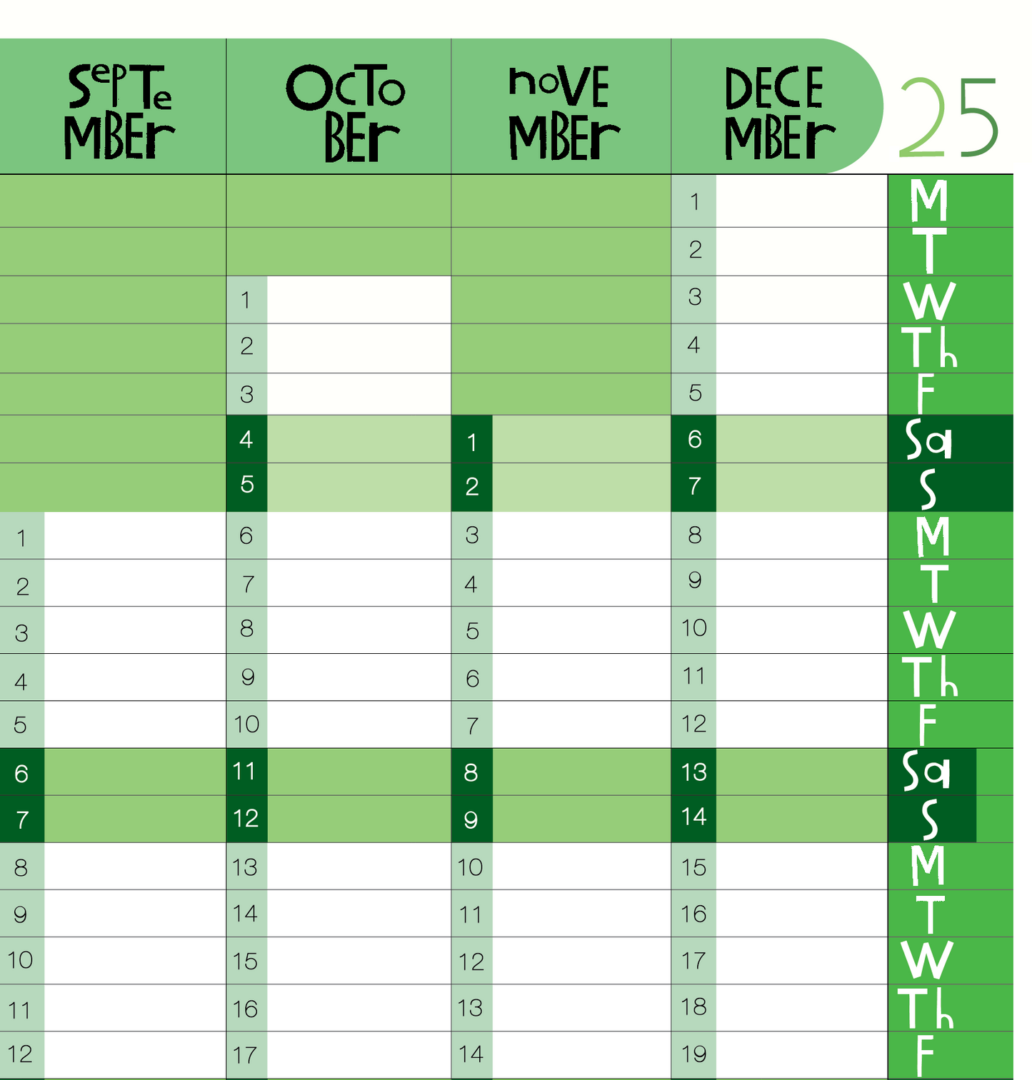 Yearly Planner -   Landscape Format