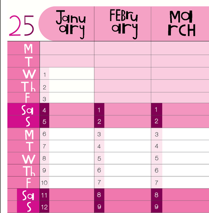 Yearly Planner -   Landscape Format