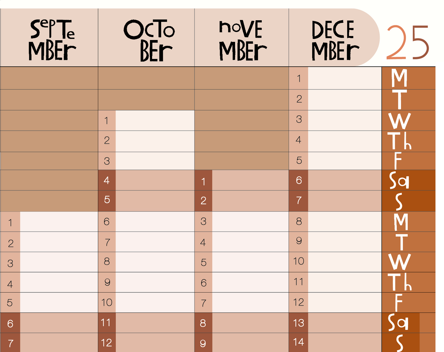 Yearly Planner -   Landscape Format